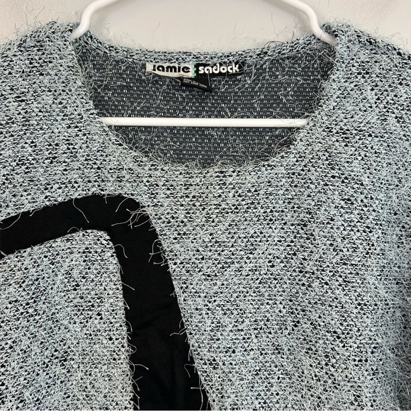 Jamie Sadock Vintage 80's Pale Blue Fringe Pullover Sweater Size Medium - Picture 2 of 9